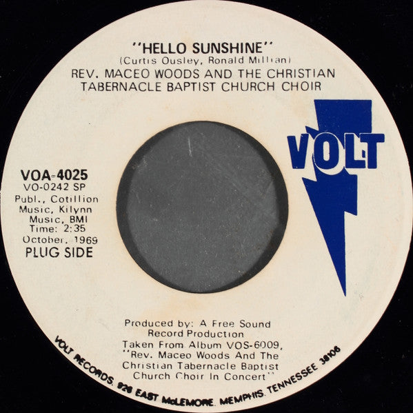 Maceo Woods And The Christian Tabernacle Concert Choir : Hello Sunshine (7", Promo)