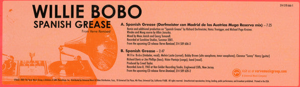 Willie Bobo : Spanish Grease (12")