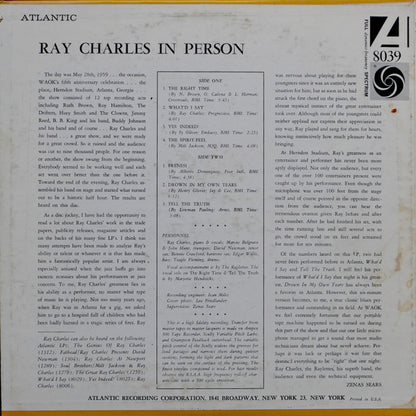 Ray Charles : Ray Charles In Person (LP, Album, Mono, RE)