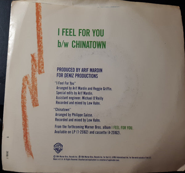 Chaka Khan : I Feel For You  (7", Single, Spe)