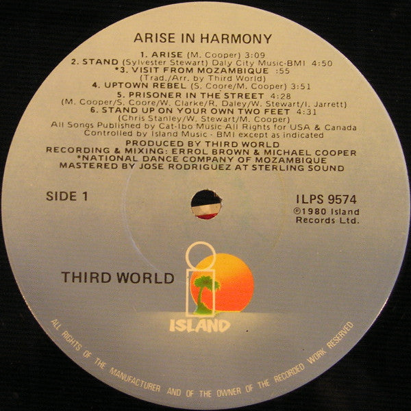 Third World : Arise In Harmony (LP, Album, Jac)