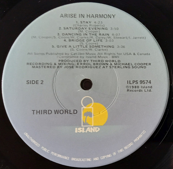 Third World : Arise In Harmony (LP, Album, Jac)