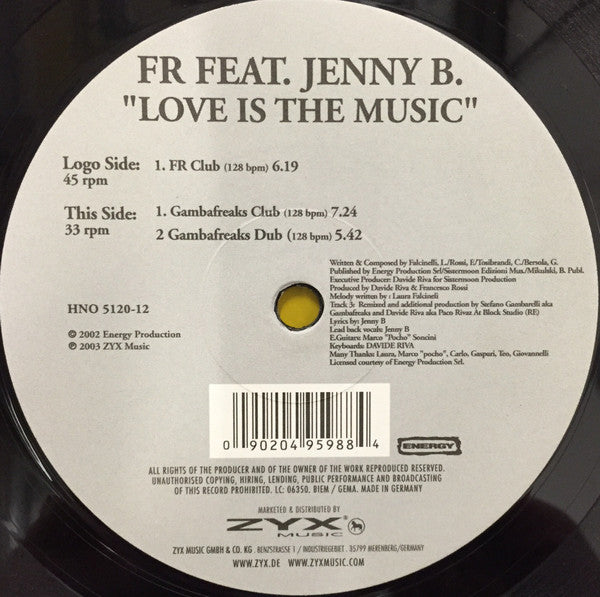 Francesco Rossi Feat. Jenny B. : Love Is The Music (12")