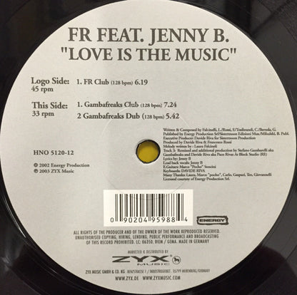 Francesco Rossi Feat. Jenny B. : Love Is The Music (12")
