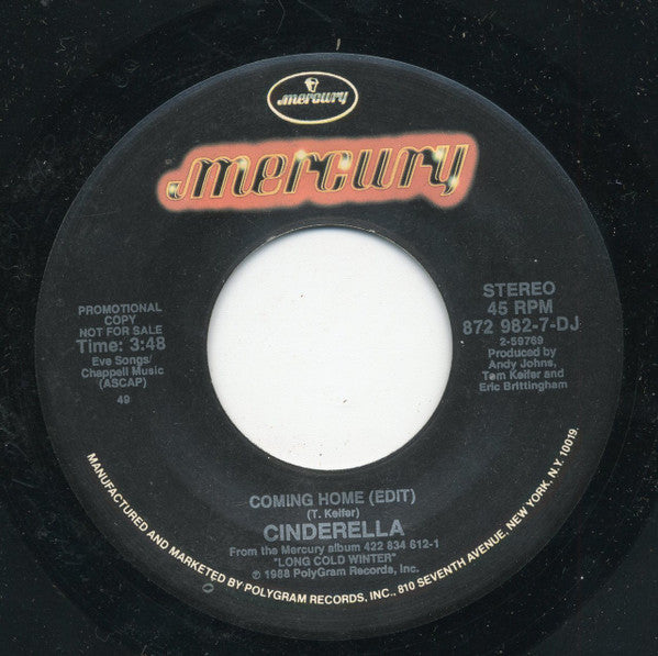 Cinderella (3) : Coming Home (7", Promo)