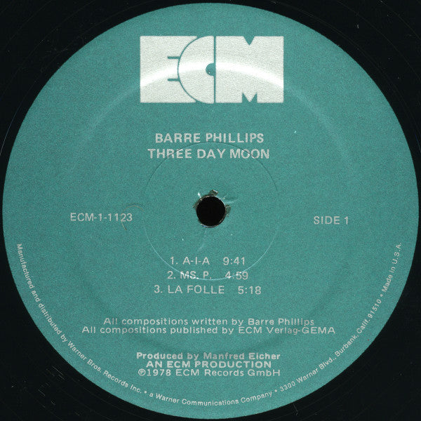 Barre Phillips : Three Day Moon (LP, Album)