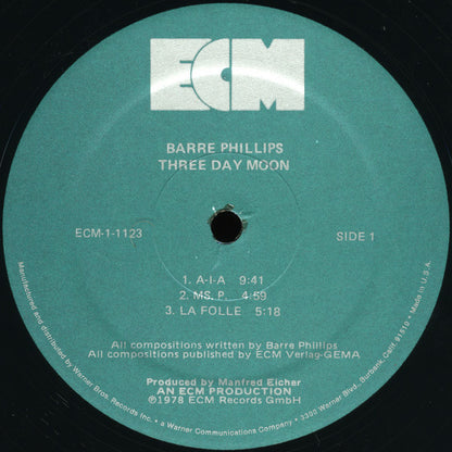 Barre Phillips : Three Day Moon (LP, Album)