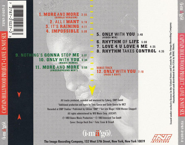 Captain Hollywood Project : Love Is Not Sex (CD, Album)