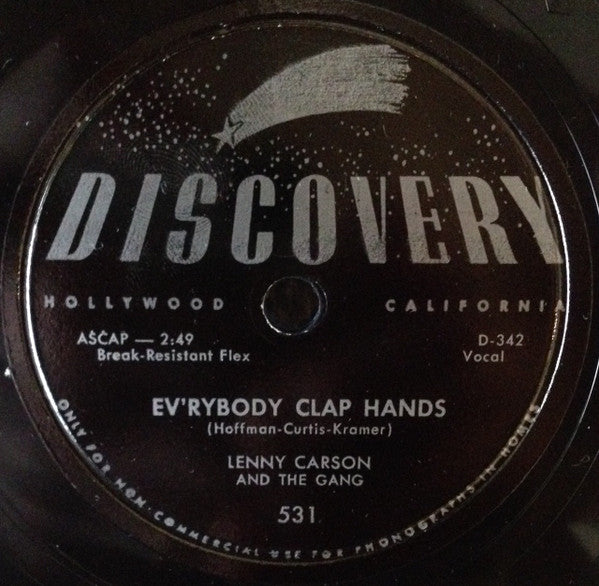 Lenny Carson And The Whiz Kids (2) : Molasses, Molasses (It's Icky Sticky Goo) / Ev'rybody Clap Hands (10", Bla)