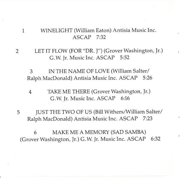 Grover Washington, Jr. : Winelight (CD, Album, RE)