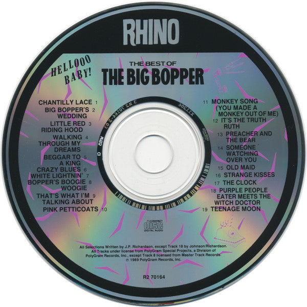 Big Bopper : Hellooo Baby! The Best Of The Big Bopper 1954 - 1959 (CD, Comp, RE, RP)