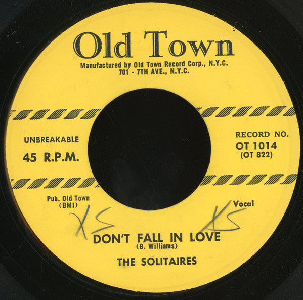 The Solitaires : Don't Fall In Love / The Wedding (7", Single)