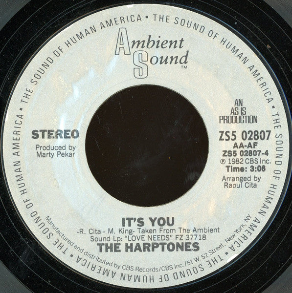 The Harptones : Love Needs A Heart / It's You (7", Styrene)