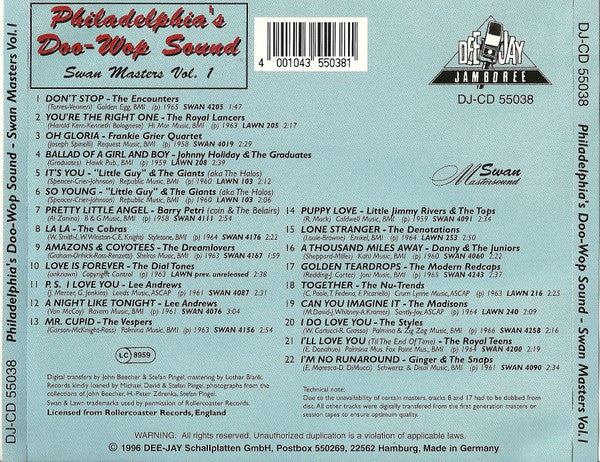 Various : Philadelphia's Doo-Wop Sound - Swan Masters Volume 1  (CD, Comp)