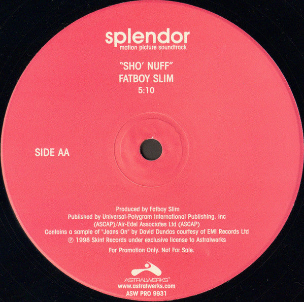 Armand Van Helden / Fatboy Slim : Splendor - Original Motion Picture Soundtrack (Promo Sampler) (12", Promo, Smplr)