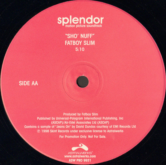 Armand Van Helden / Fatboy Slim : Splendor - Original Motion Picture Soundtrack (Promo Sampler) (12", Promo, Smplr)