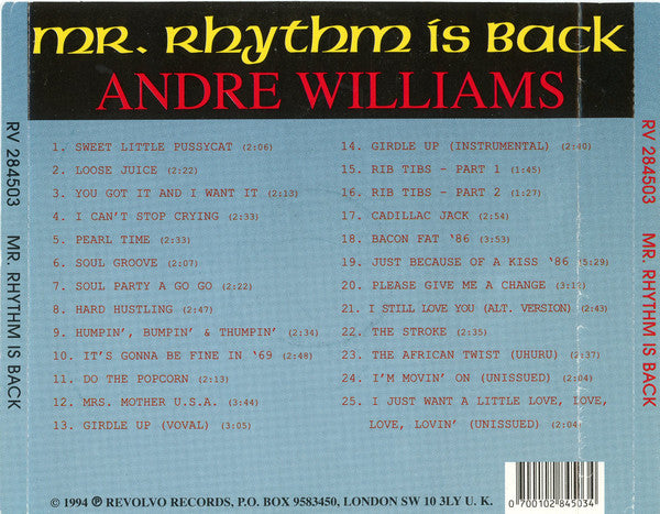 Andre Williams (2) : Mr. Rhythm Ís Back (CD, Comp)