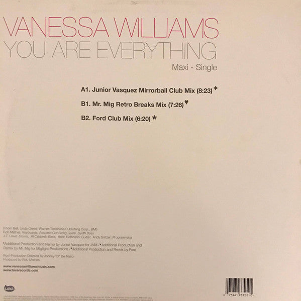 Vanessa Williams : You Are Everything (12", Maxi)