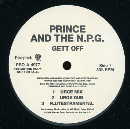 Prince And The New Power Generation : Gett Off (12", Promo)