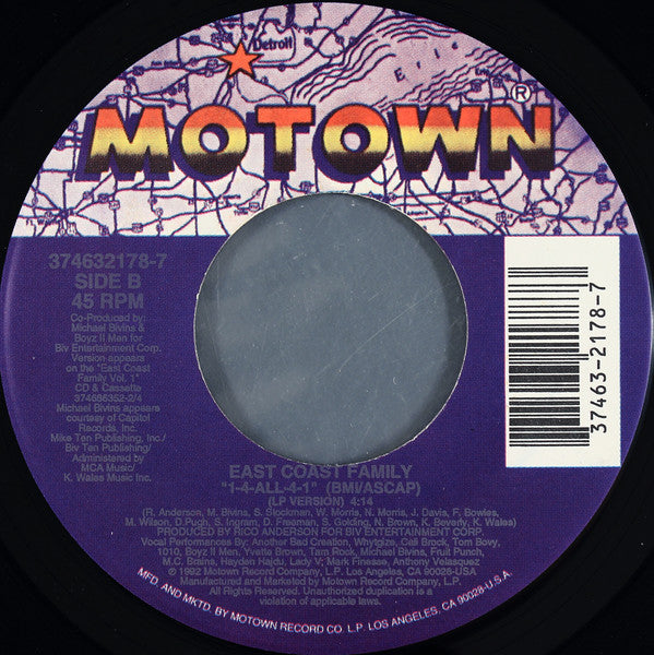 Boyz II Men / East Coast Family : End Of The Road / 1 - 4 - All - 4 - 1 (7")
