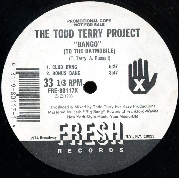 The Todd Terry Project : Bango (To The Batmobile) / Back To The Beat (12", Promo, Bar)
