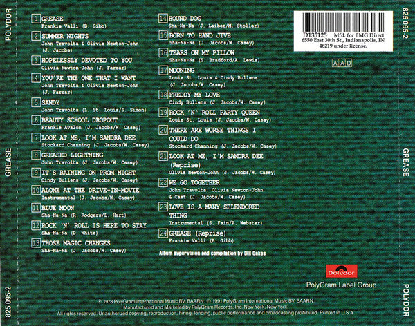 Various : Grease (The Original Soundtrack From The Motion Picture) (CD, Album, Club, RE, RP, EDC)