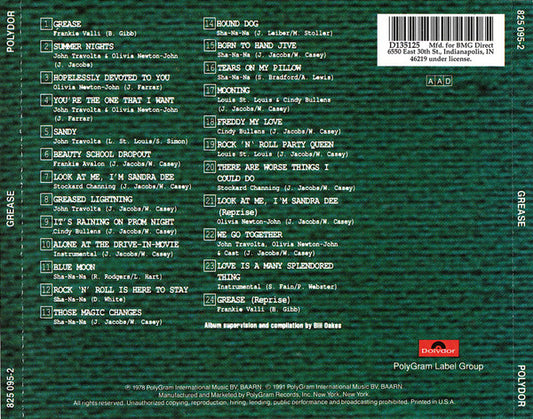 Various : Grease (The Original Soundtrack From The Motion Picture) (CD, Album, Club, RE, RP, EDC)