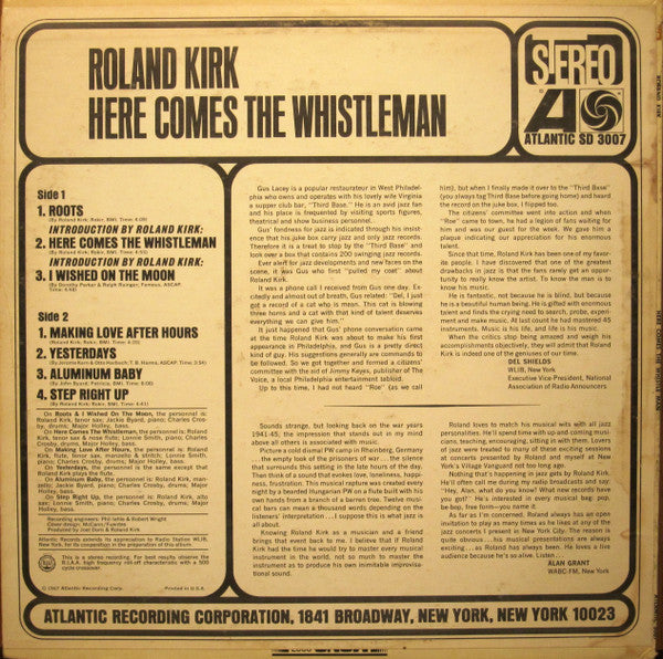 Roland Kirk : Here Comes The Whistleman (LP, Album, PR )