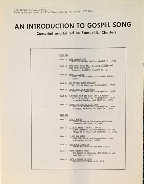 Various : An Introduction To Gospel Song (LP, Comp, Mono)