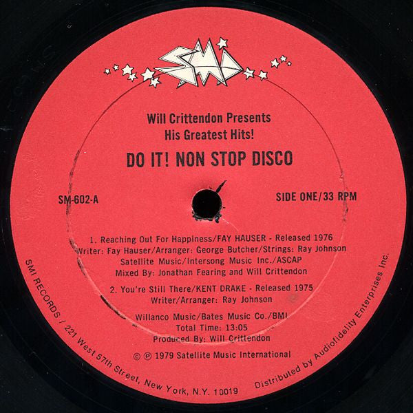 Various : Will Crittendon Presents His Greatest Hits! Do It! Non Stop Disco (LP, Comp, P/Mixed)