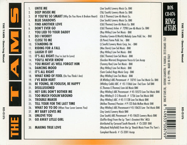 The Tams : Dancing Mood (CD, Comp)