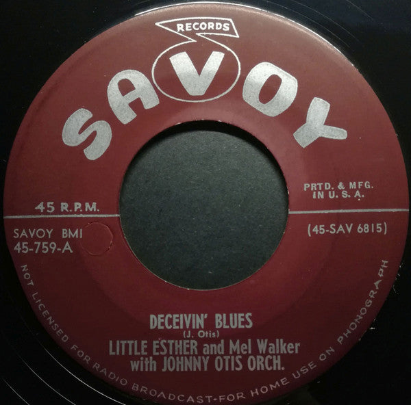 Esther Phillips And Mel Walker With Johnny Otis And His Orchestra : Deceivin' Blues / Lost Dream Blues (7", Mono)
