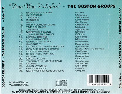 Various : "Doo Wop Delights" The Boston Groups (CD, Comp, Mono)